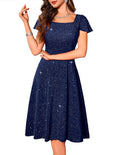 Sequin Prom Dress for Teens with Flutter Short Sleeves - Elegant