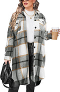 Plus Size Flannel Plaid Shirt Jacket - Oversized Midi Tartan Coat