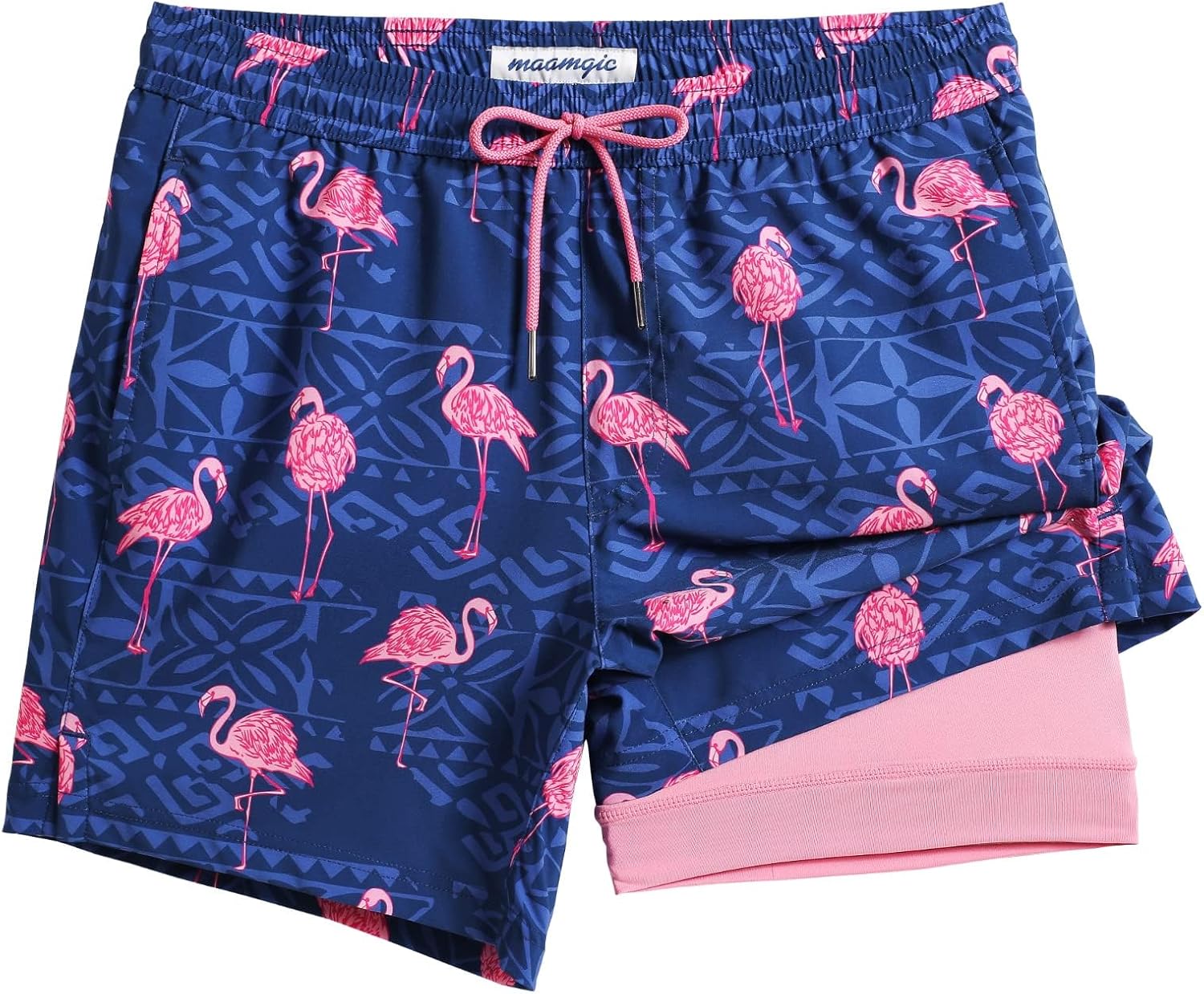 maamgic Mens 5 Inch Stretch Swimming Shorts for Beach Fun