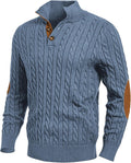 Cable Knit Pullover Sweater with Stand Collar and Buttons - Warm Fall