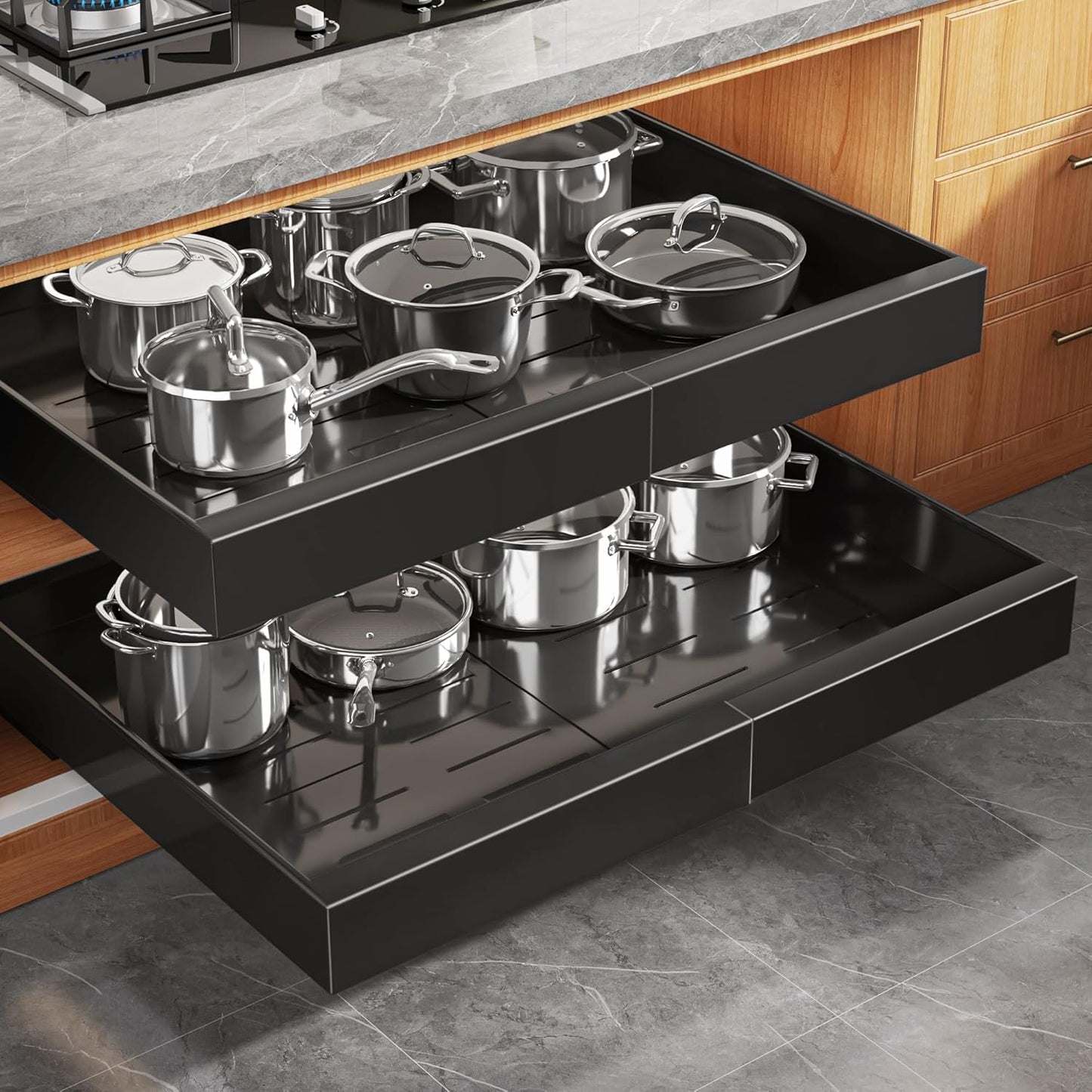 Expandable Pull Out Cabinet Organizer for Framed Cabinets