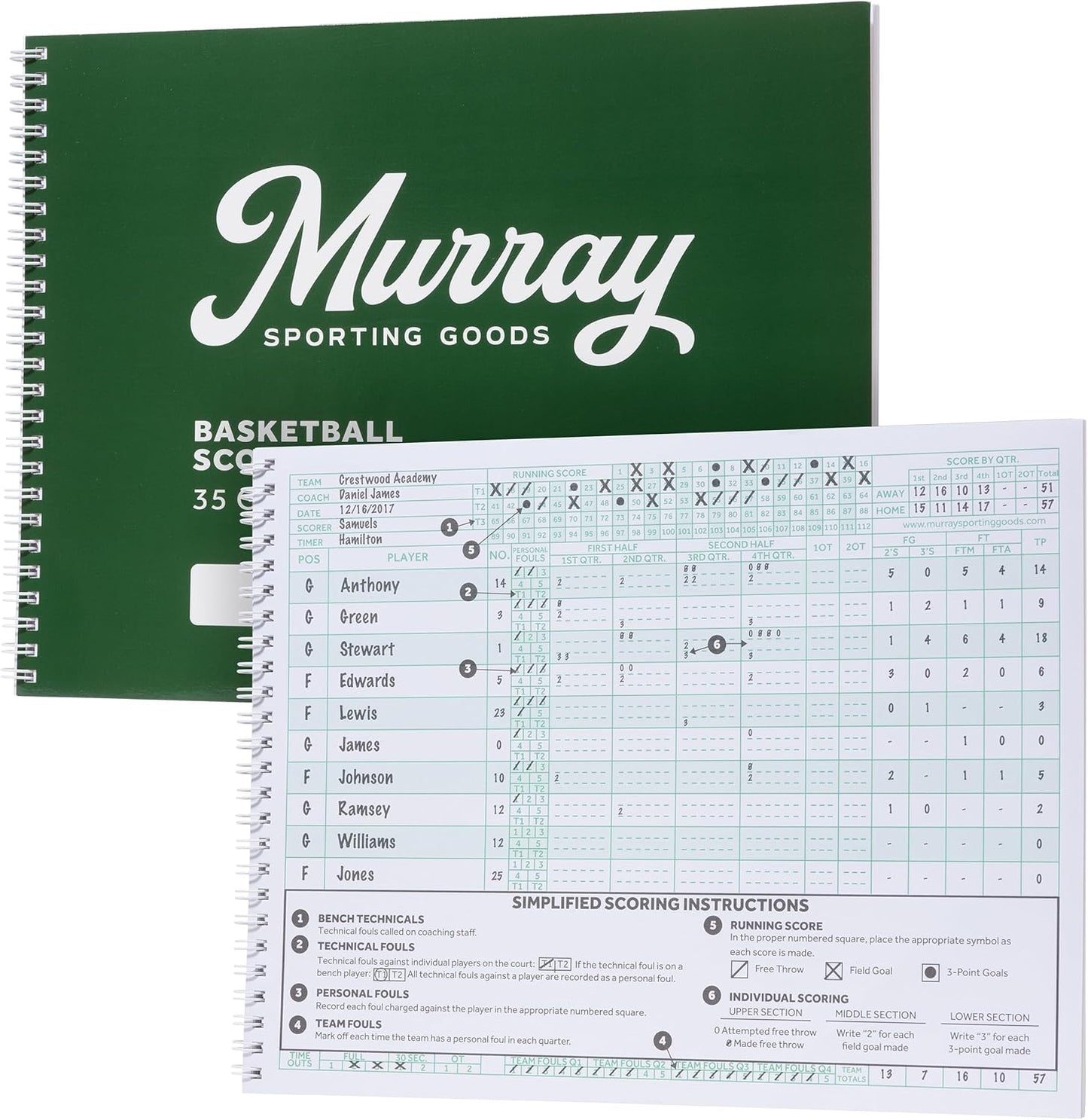 Classic Basketball Scorebook for 35 Games - Perfect Stat Tracker