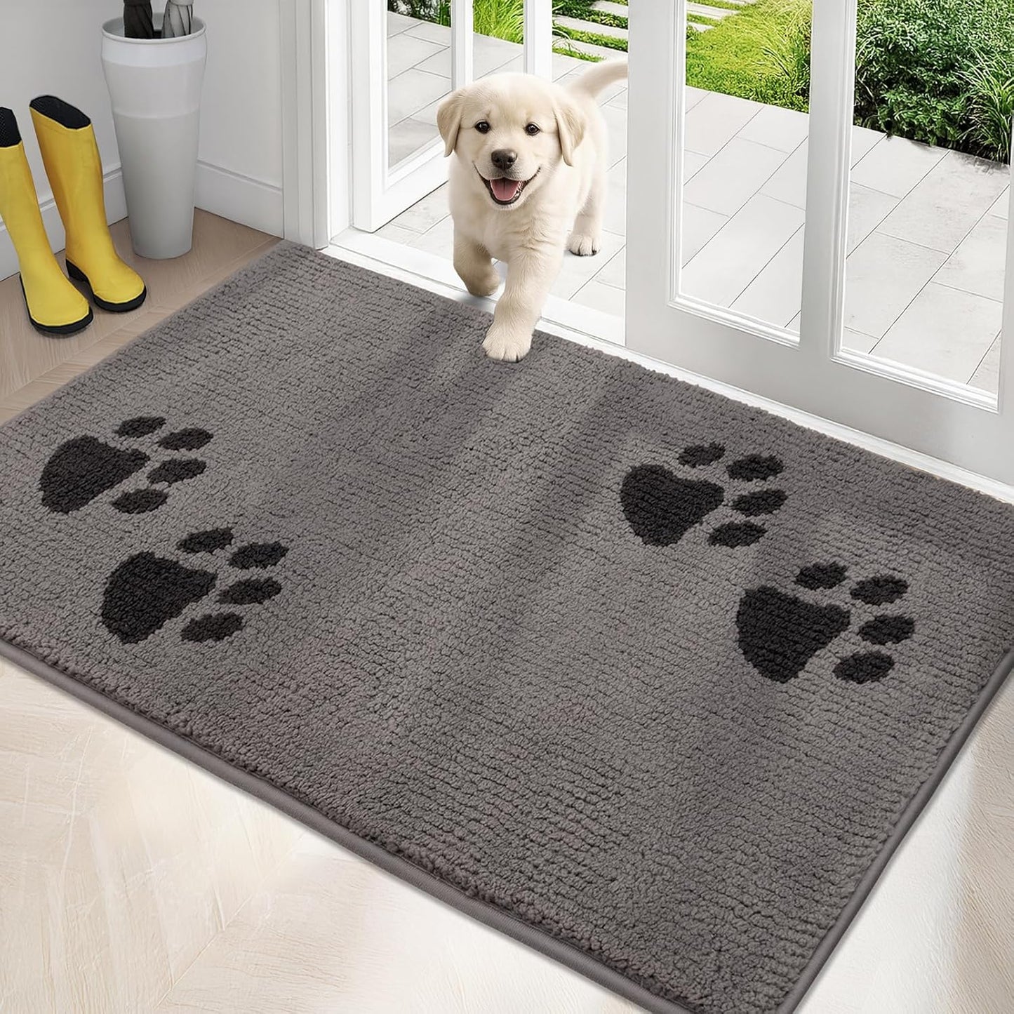 PURRUGS Dirt Trapping Door Mat for Muddy Wet Shoes and Paws