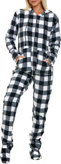 Warm Plush Fleece Adult Onesie Pajamas with Hood and Pockets 60ft