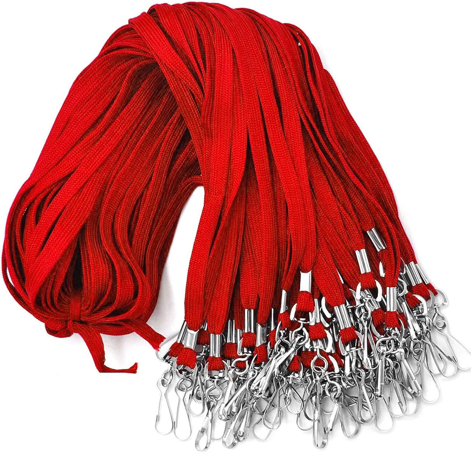 Beebel Lanyards 100 Pack Red Lanyards with Swivel Hook Clips