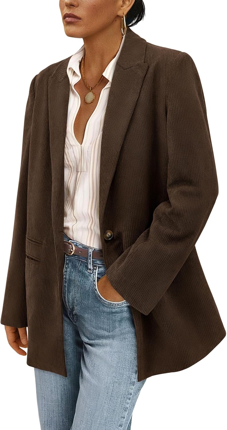PRETTYGARDEN Women's Winter Corduroy Blazers for Work & Casual