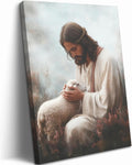 Jesus and Lamb Canvas Wall Art by MALEDO for Home Decor