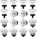 16 Pcs Crystal Cabinet Knobs Glass Octagon - Matte Black Upgrade