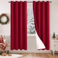 Linen Blackout Curtains 72 in Long - 100% Blackout Red Thermal Panels