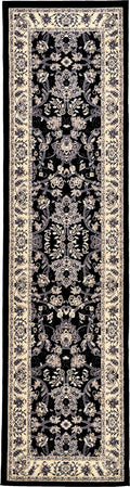 Unique Loom Sialk Hill Collection Area Rug Runner in Black/Gray