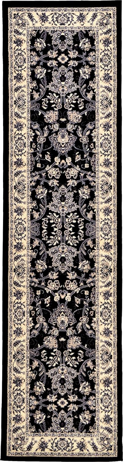 Unique Loom Sialk Hill Collection Area Rug Runner in Black/Gray