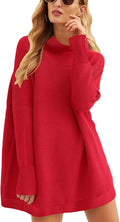Oversized Turtleneck Knit Sweater Tunic - Casual Loose Fit