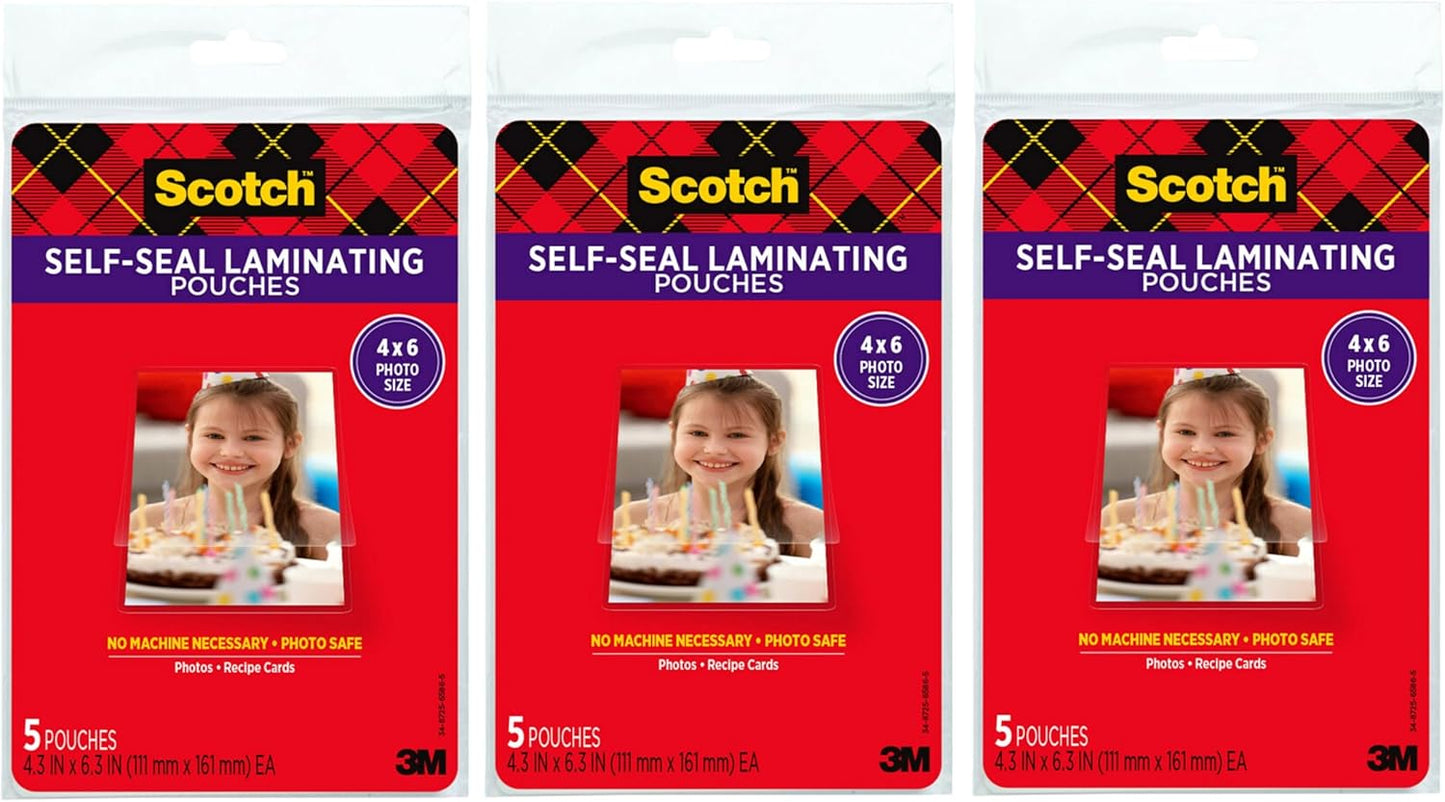 Scotch Self-Sealing Laminating Pouches: No Machine Needed