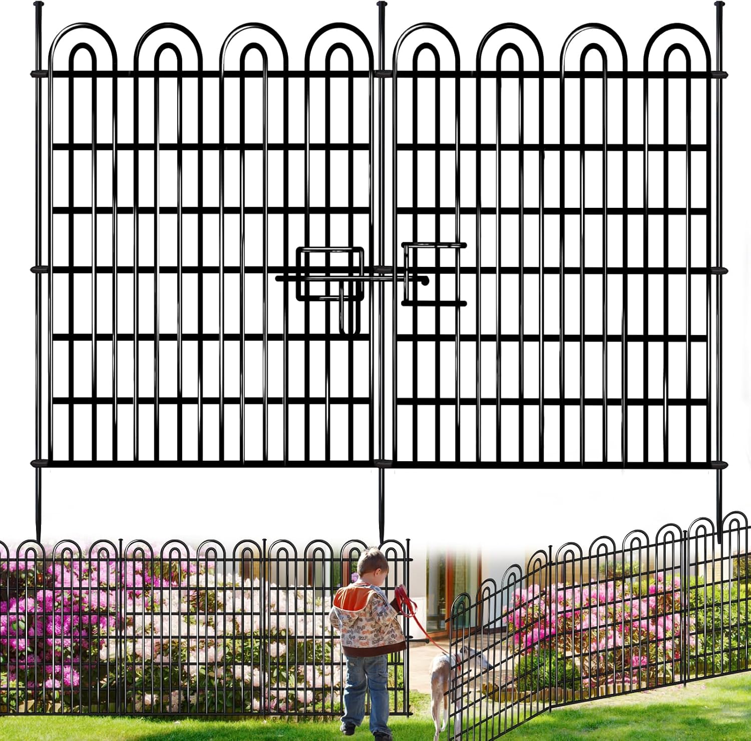 10 Panels Tall Garden Animal Barrier Fence with Gate for Yard