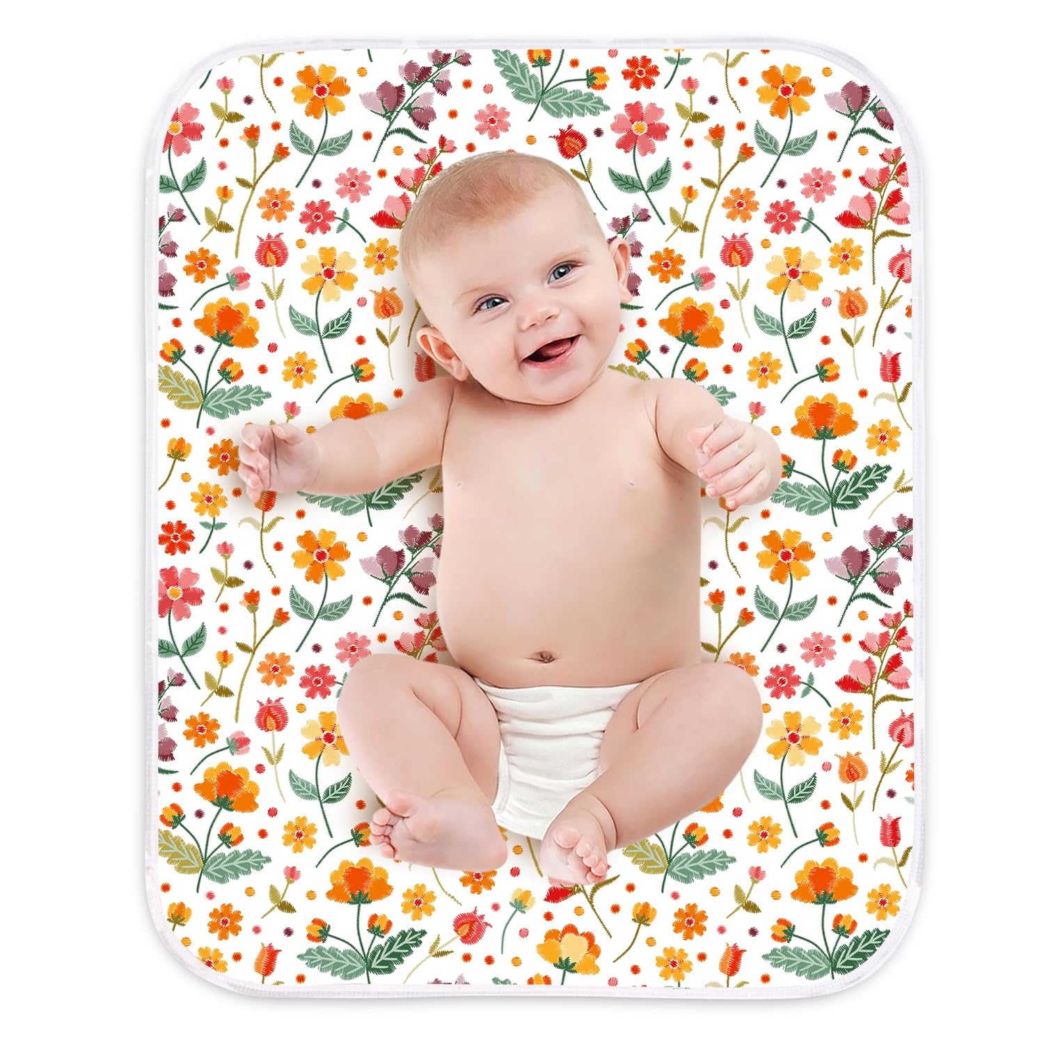 3-Layer Waterproof Flower Diaper Pad, 24x30