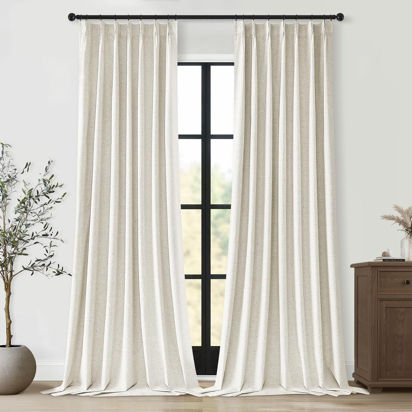Topfinel Extra Long Blackout Linen Curtains for Large Windows