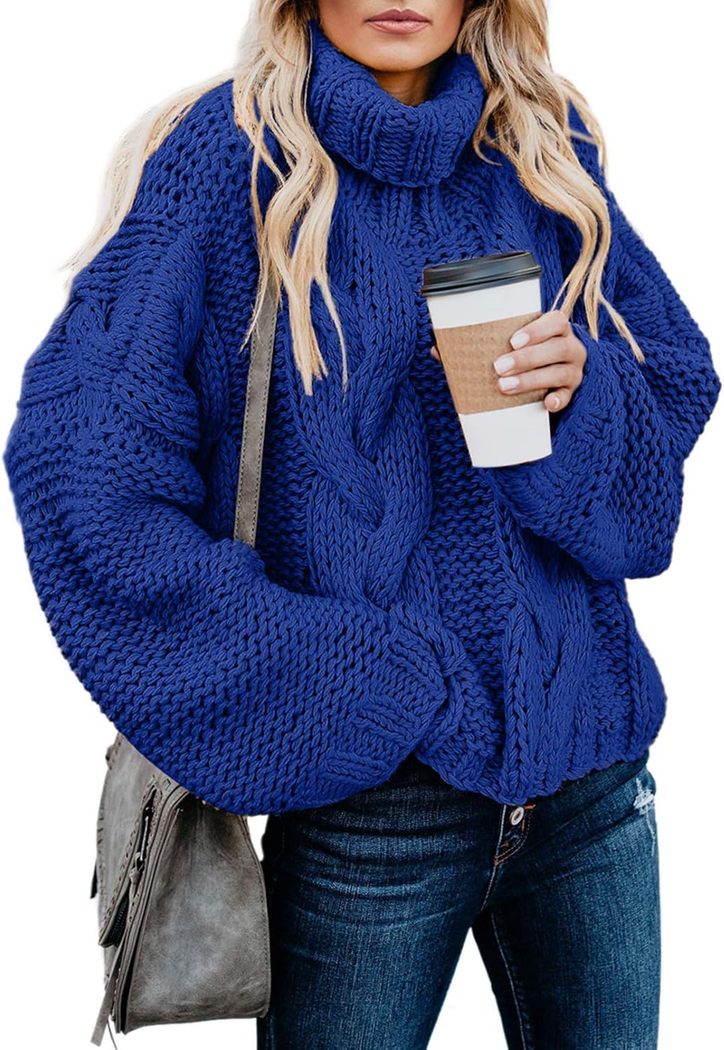 Dokotoo Womens Turtleneck Cable Knit Sweater for Winter Style