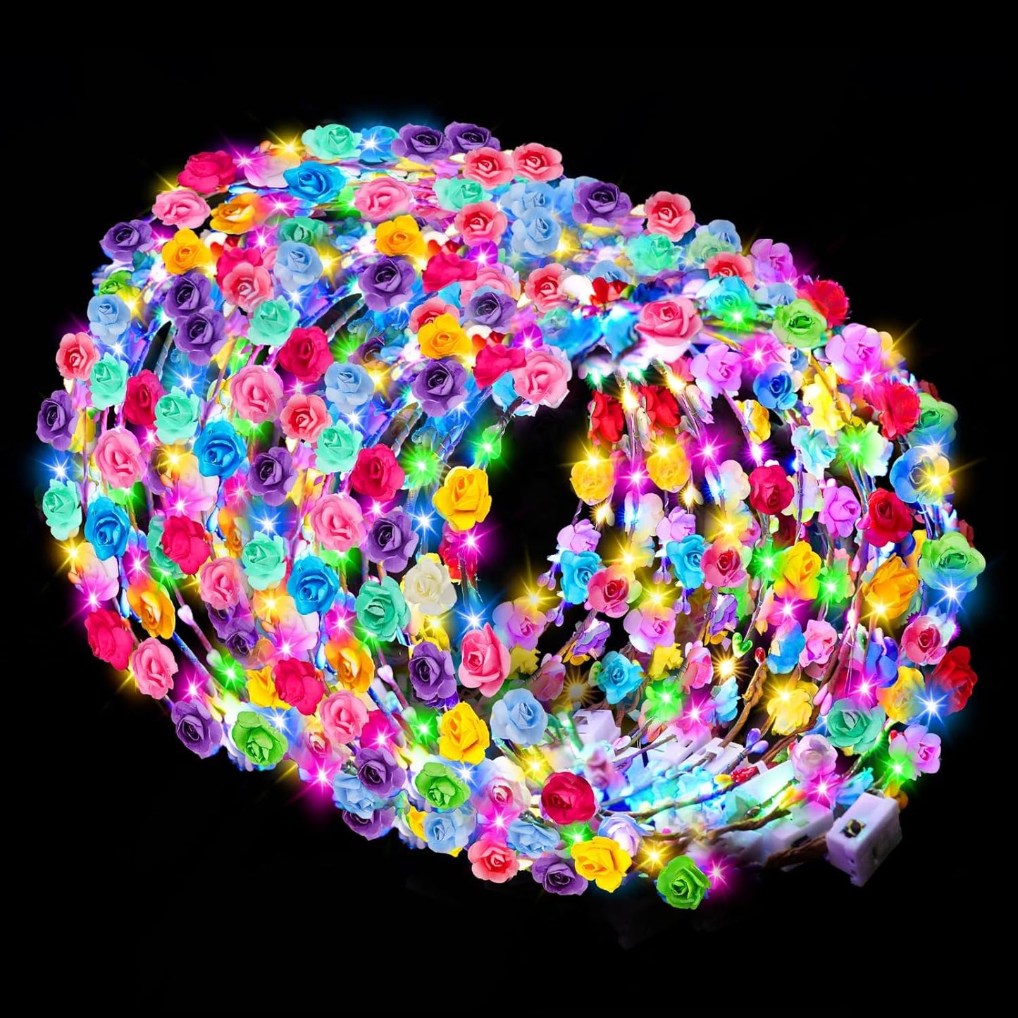 100 PCS LED Flower Crowns for Women - Light Up Headbands