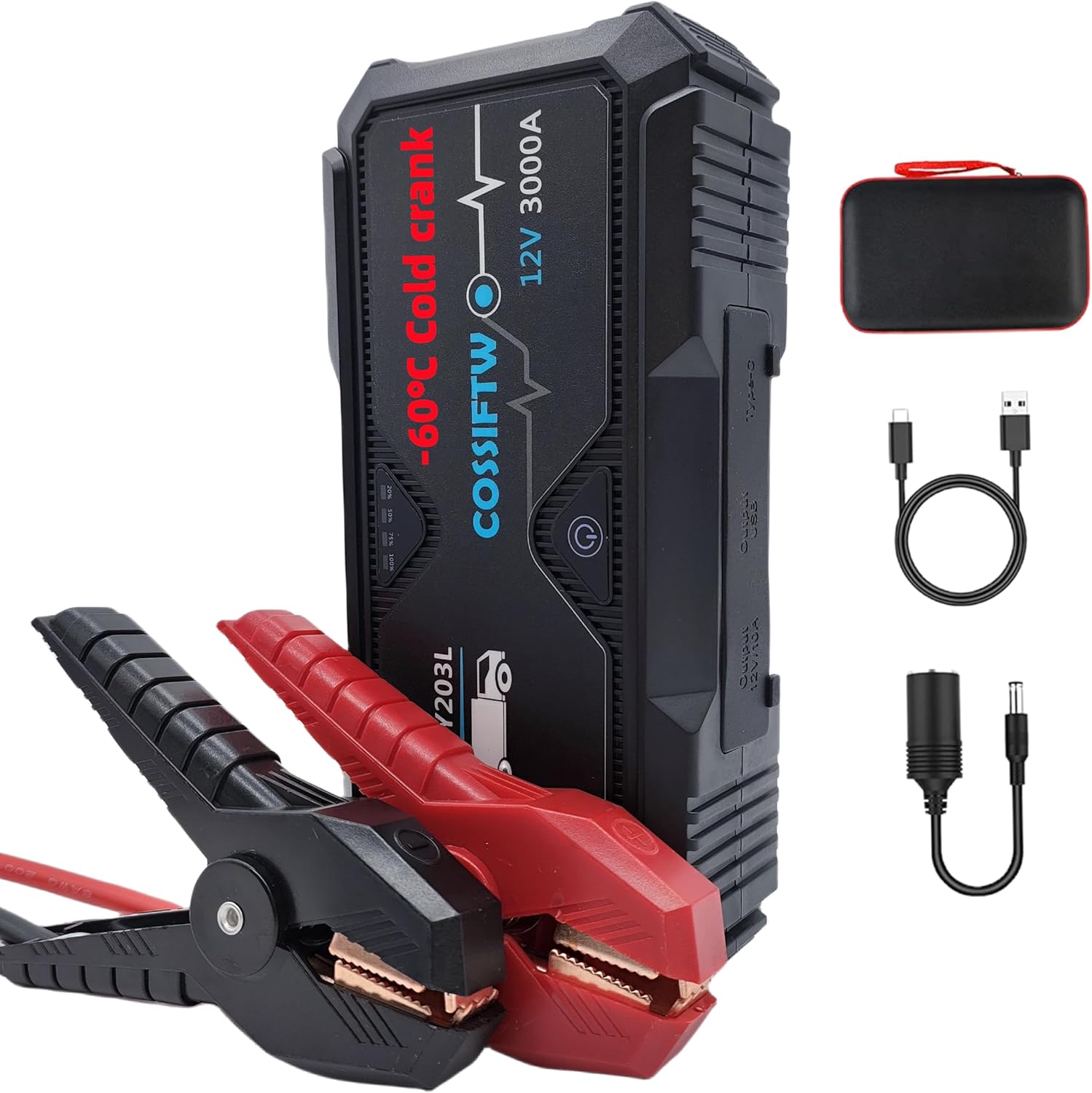 3000A Peak Jump Starter: Power On-the-Go!