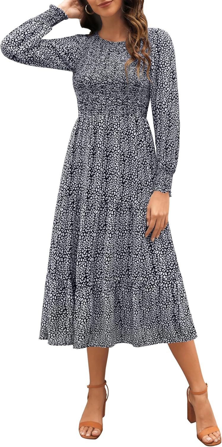 Zattcas Womens Fall Dresses Casual Long Sleeve Midi Dress