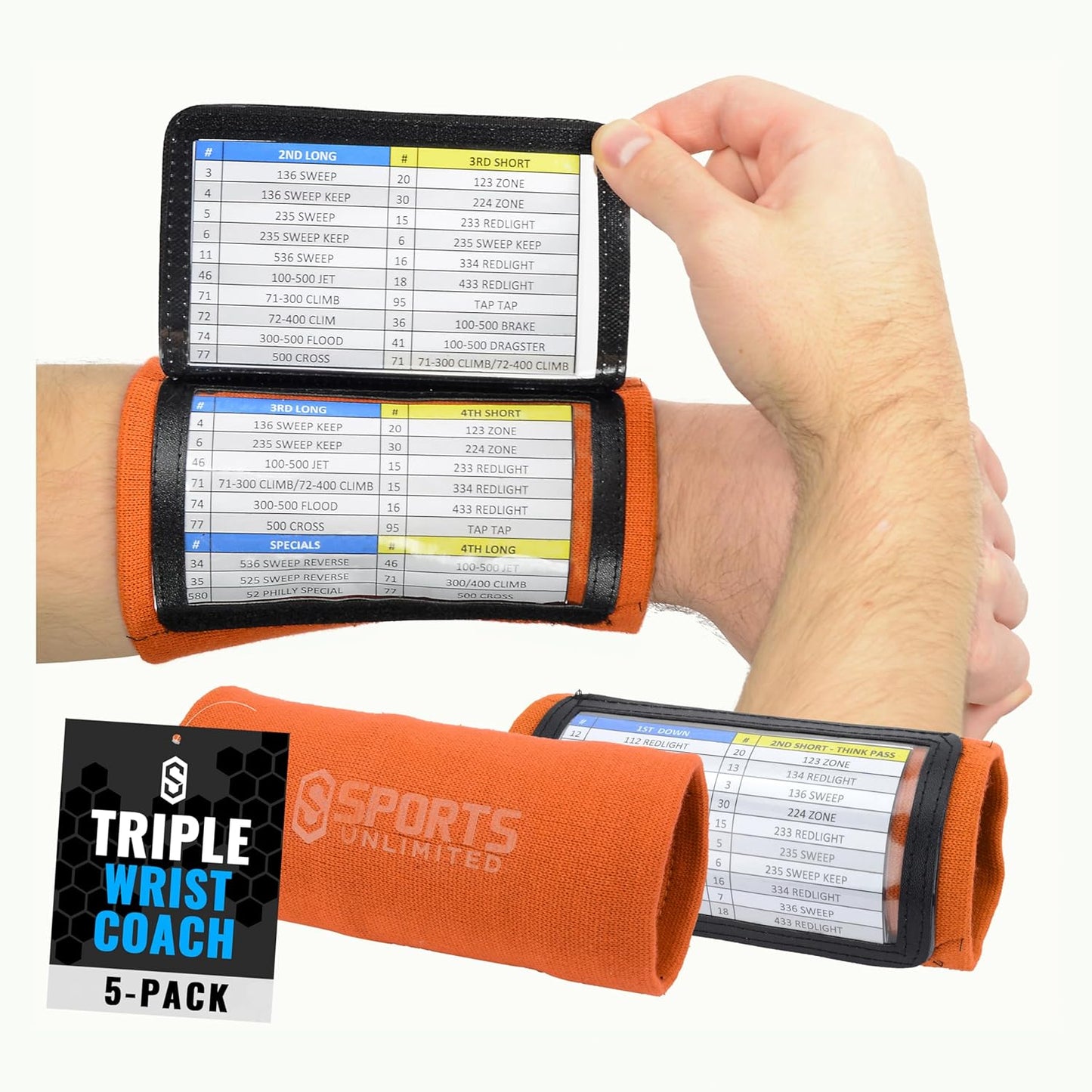 Youth Triple Wrist Coach for Football and Baseball Plays - 5 Pack
