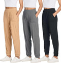 Women's Ribbed Lounge Jogger Cuffed Yoga Sweatpants 3 Pack - Cozy Fit