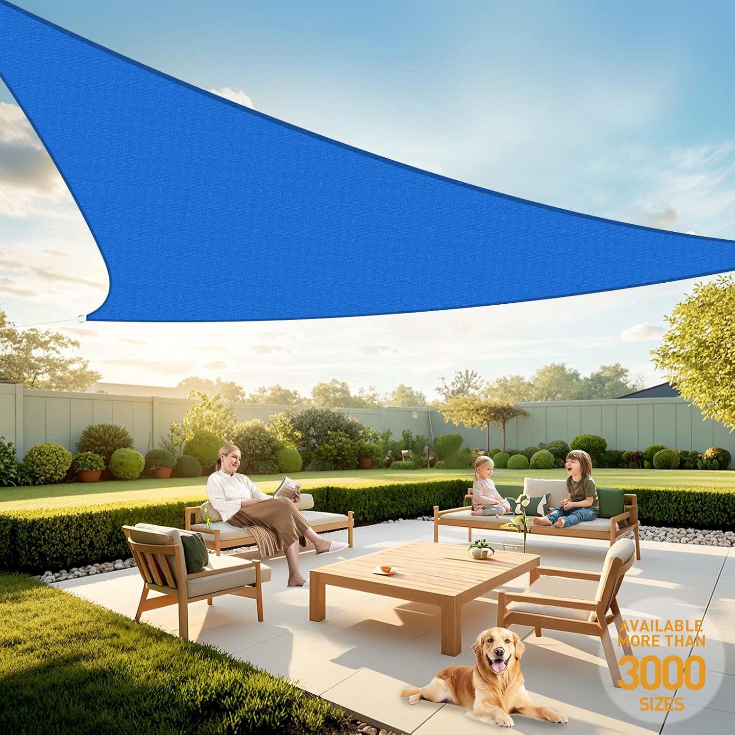 Artpuch Sun Shade Sail 20ftx20ftx20ft Blue Triangle for Outdoor Use