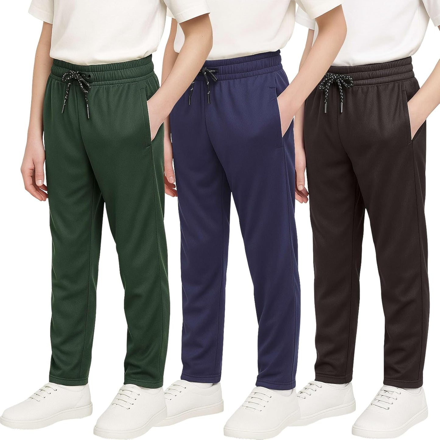 Boys' Mesh Open Bottom Active Sweatpants with Pockets & Drawstring