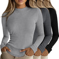 Riyiper 3 Pack Women's Ribbed Mock Turtleneck Tops - Slim Fit Staple