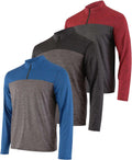 Men's Quarter Zip Active Shirts 3-Pack - Lightweight Performance Big