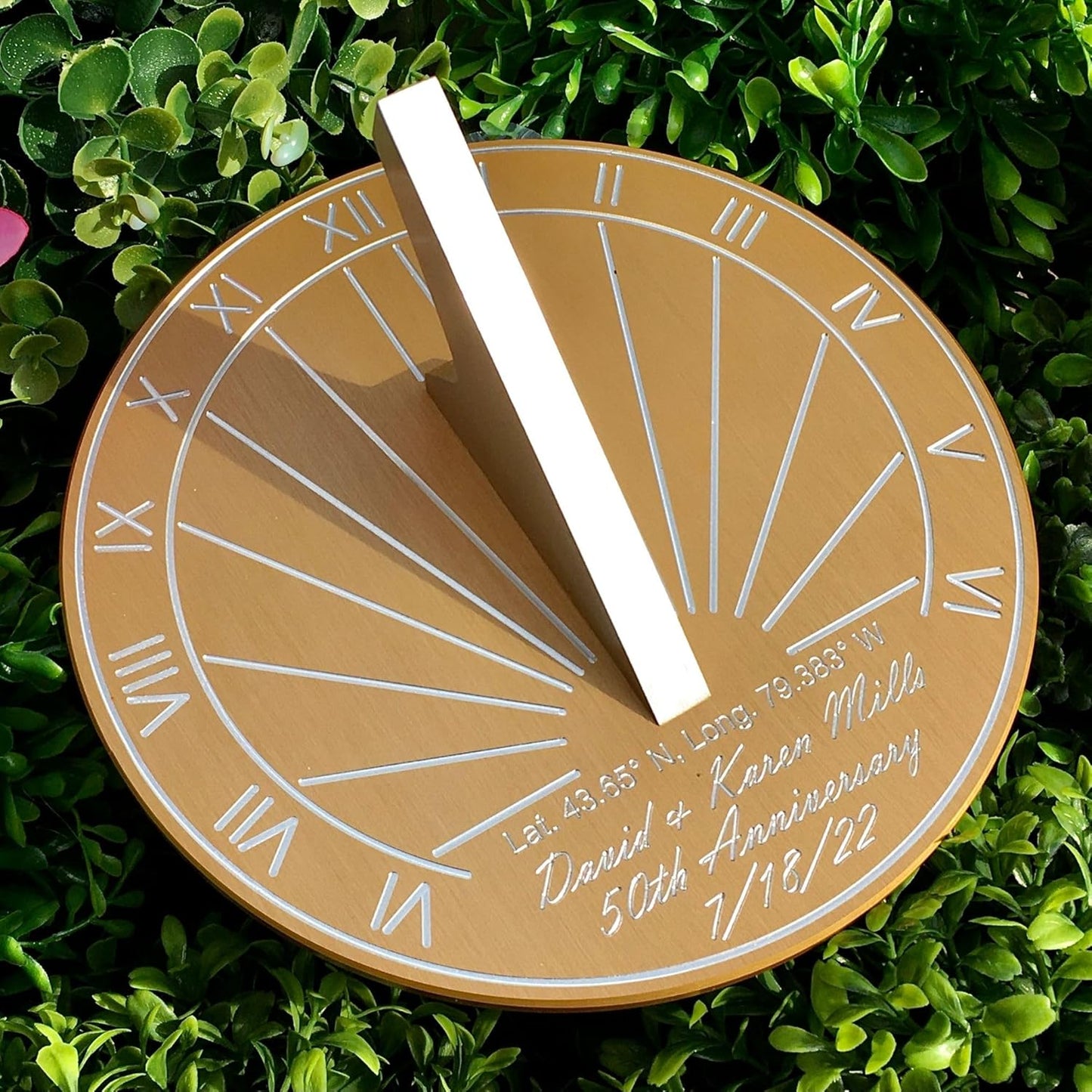 Custom Engraved Sundial for 50th Wedding Anniversary Gifts