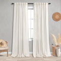 Natural Linen Curtains 86 in Length Cream Ivory Semi Sheer - Light