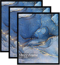 18x22 Picture Frame Set of 3 Black - Lightweight HD Cover, Wall Ready