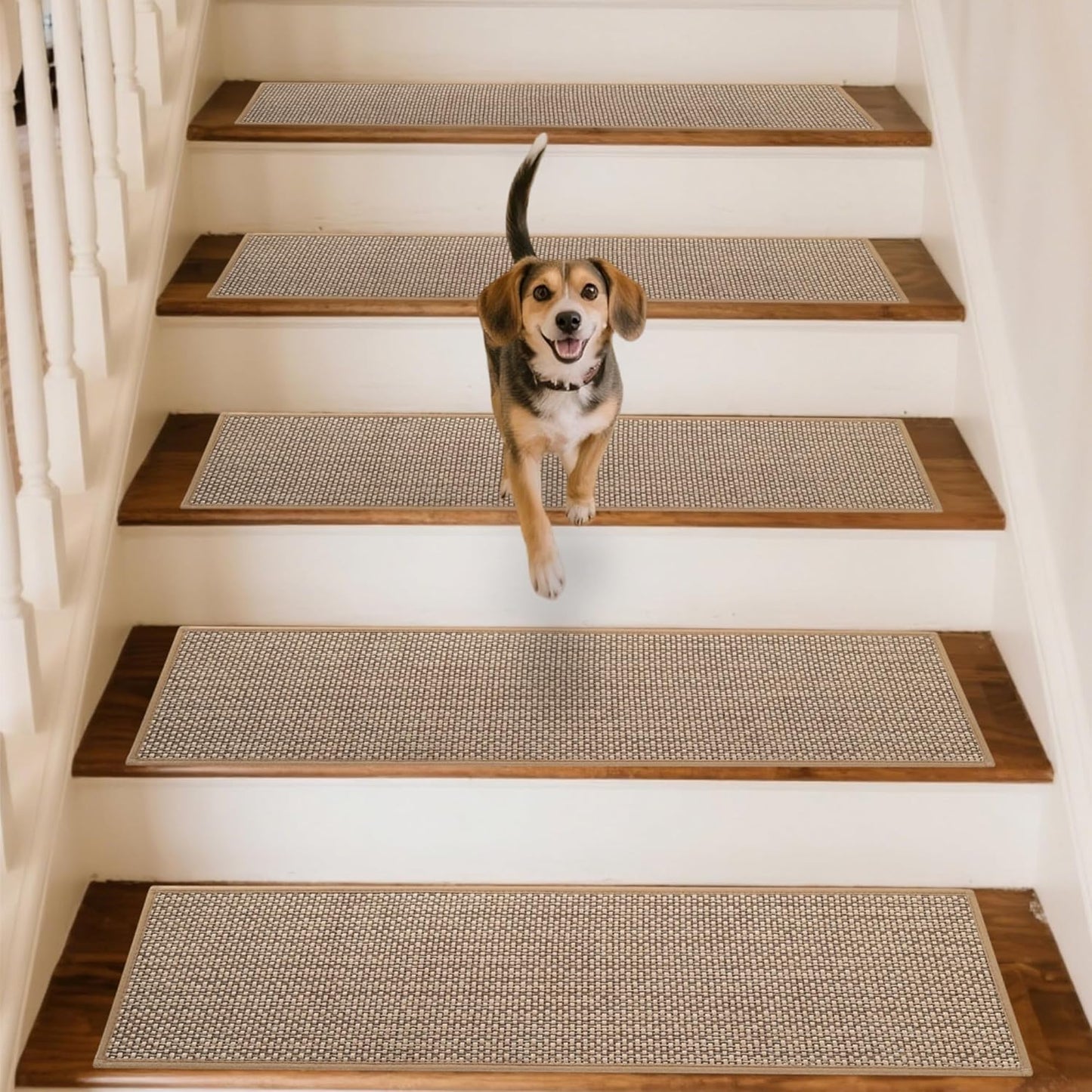 Linen Stair Treads for Wooden Steps Indoor - Non Slip Safety