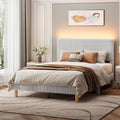 Full Bed Frame with Adjustable Headboard and LED Lighting - Corduroy