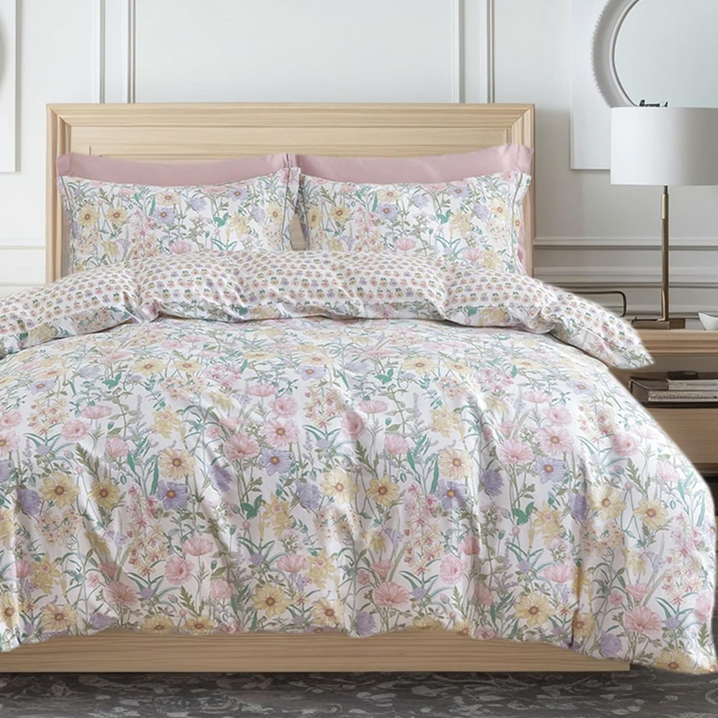 SLEEPBELLA King Size Comforter Set with Floral Pattern Design