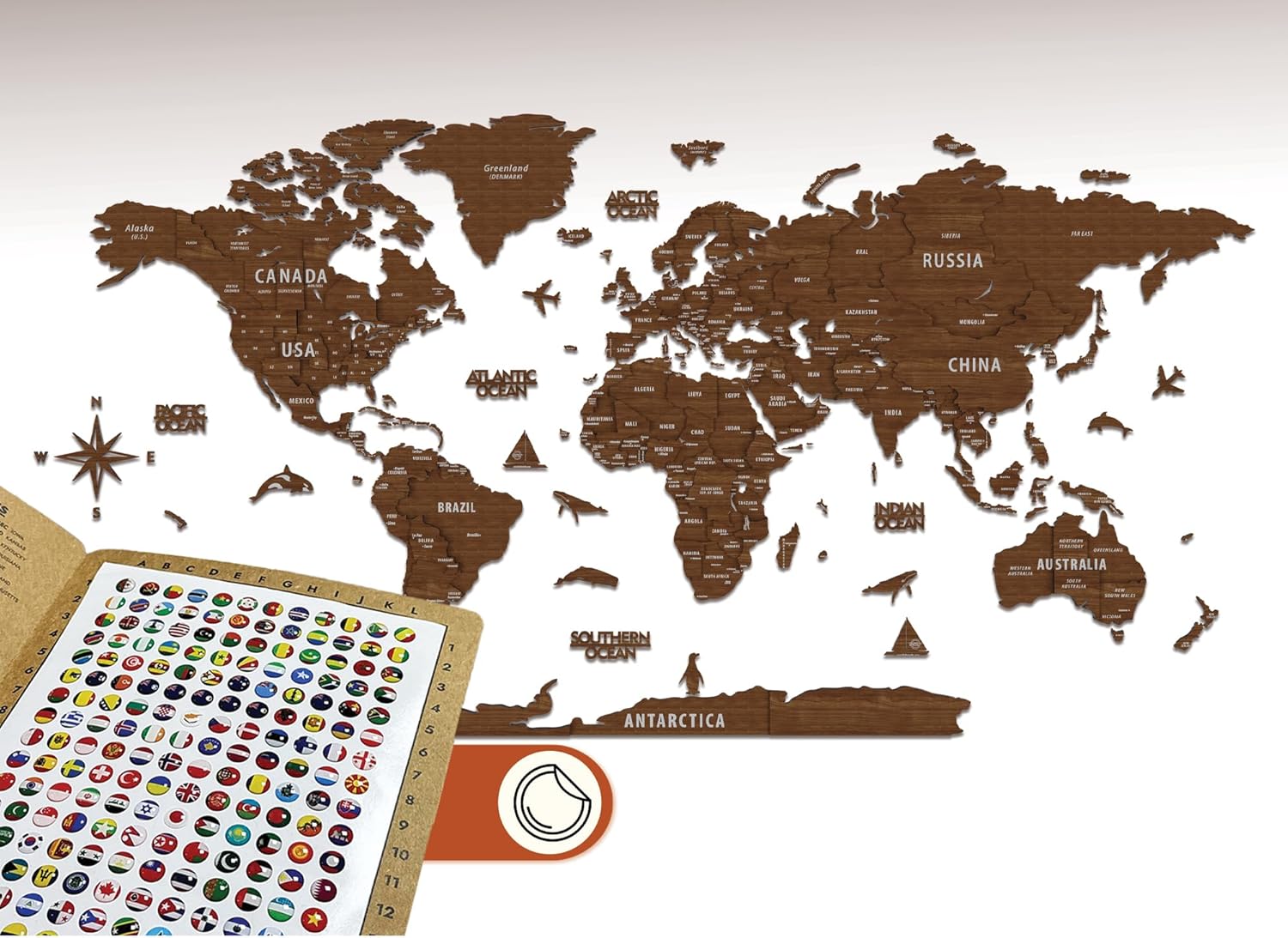 Multilayer 3D Wooden World Map for Stunning Home Decor