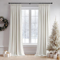 Beauoop Cream Velvet Curtains 96 Inches Long for Luxury Rooms