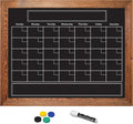 Magnetic Wall Chalkboard Monthly Calendar - Large Rustic Frame