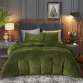 Ivellow Velvet Duvet Cover Queen Set Sage Green - Ultra Soft Luxury
