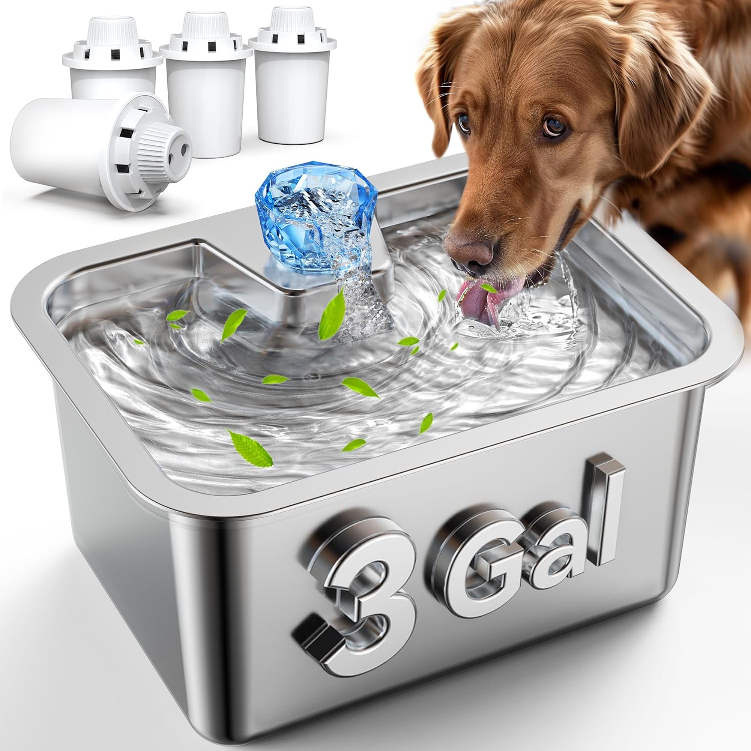 Large Dog Water Fountain Stainless Steel for Healthy Hydration