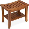 Teak Shower Bench 21 Inch Fully Assembled Wood Bath Stool - Stable