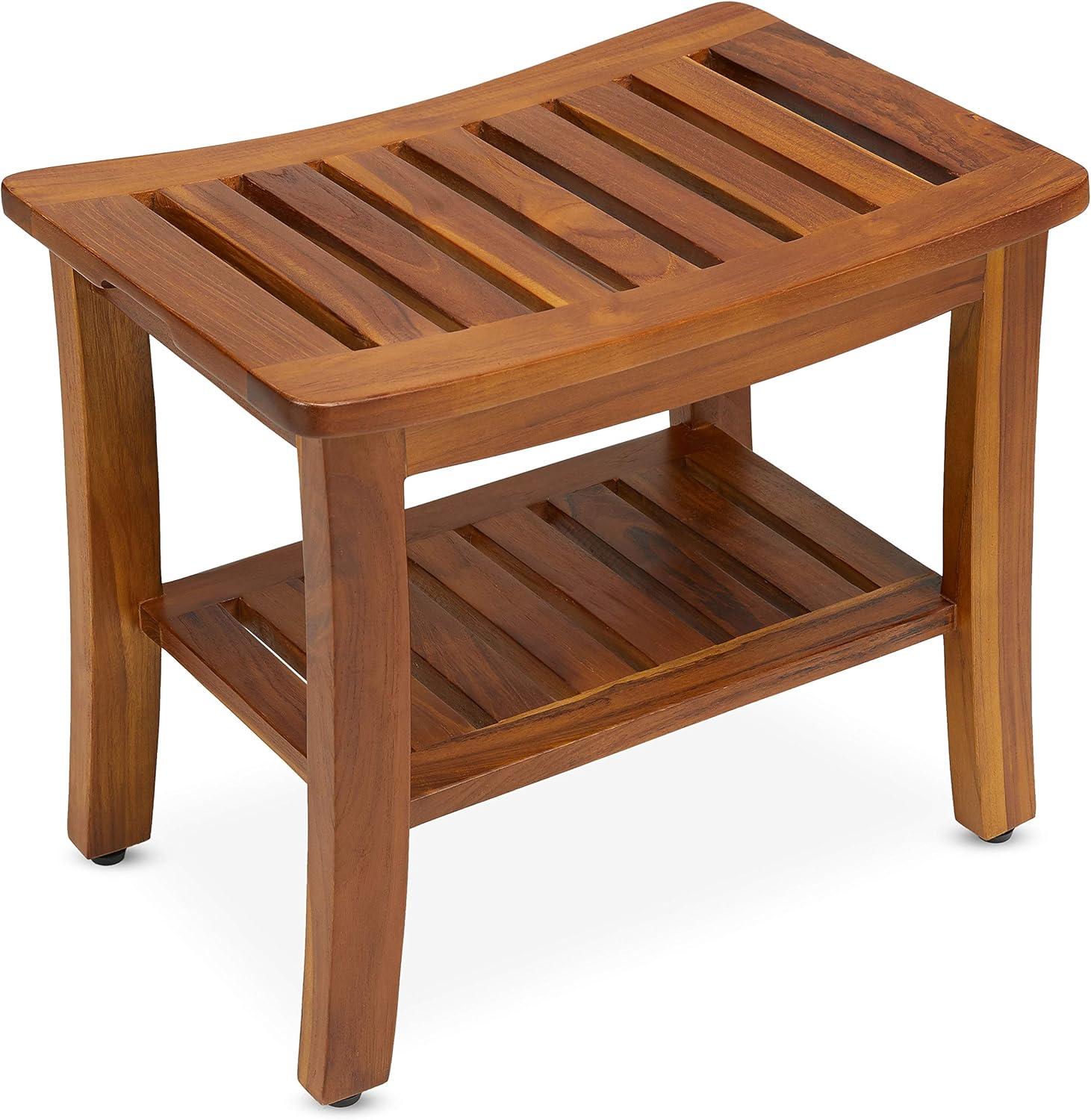 Teak Shower Bench 21 Inch Fully Assembled Wood Bath Stool