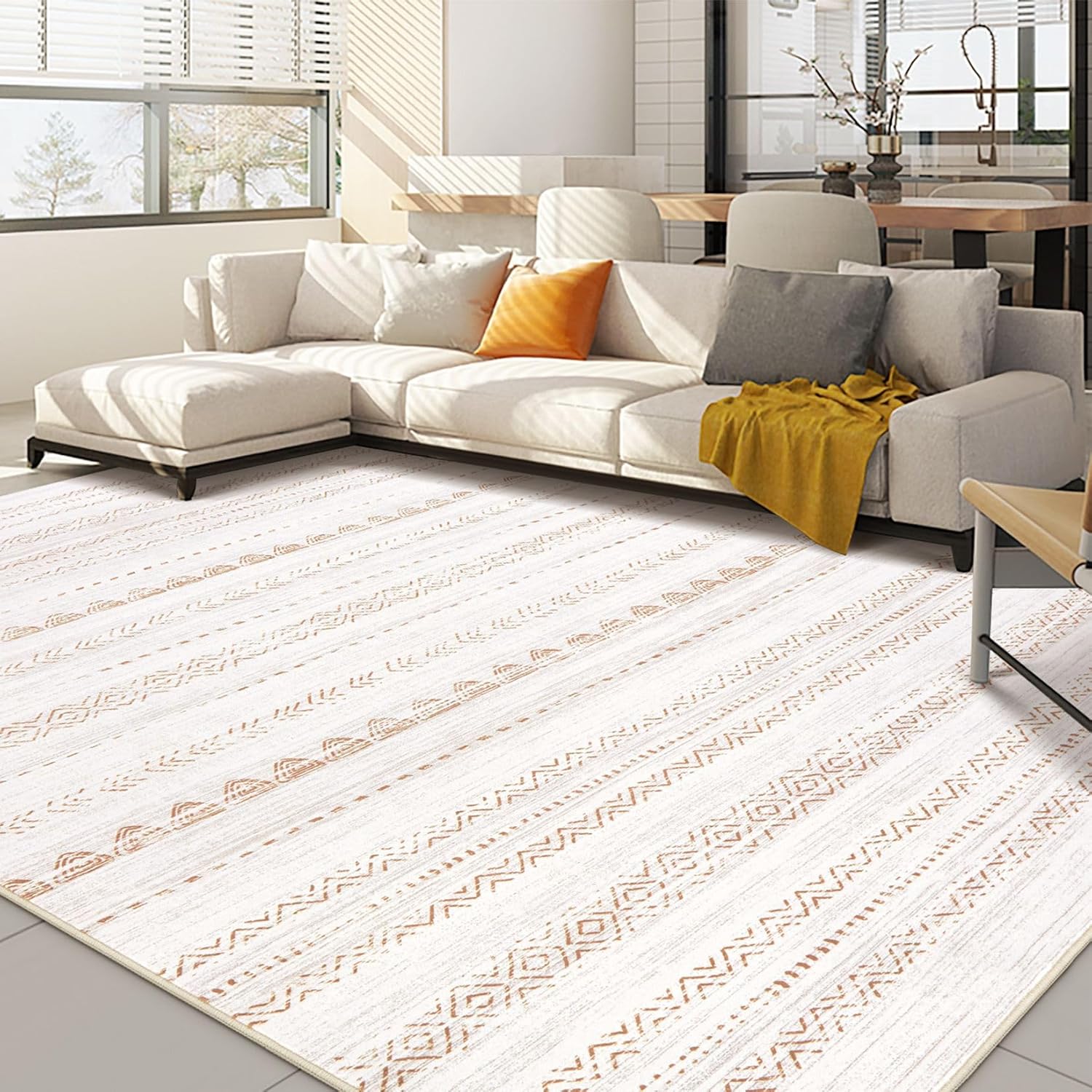 5x8 Area Rug Living Room: Washable Soft Farmhouse Carpet