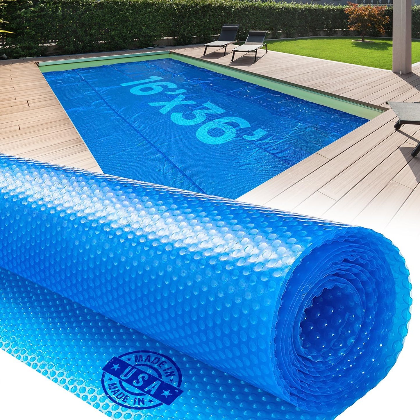 16ft x 36ft Rectangle Solar Cover for Above Ground Pools - Blue