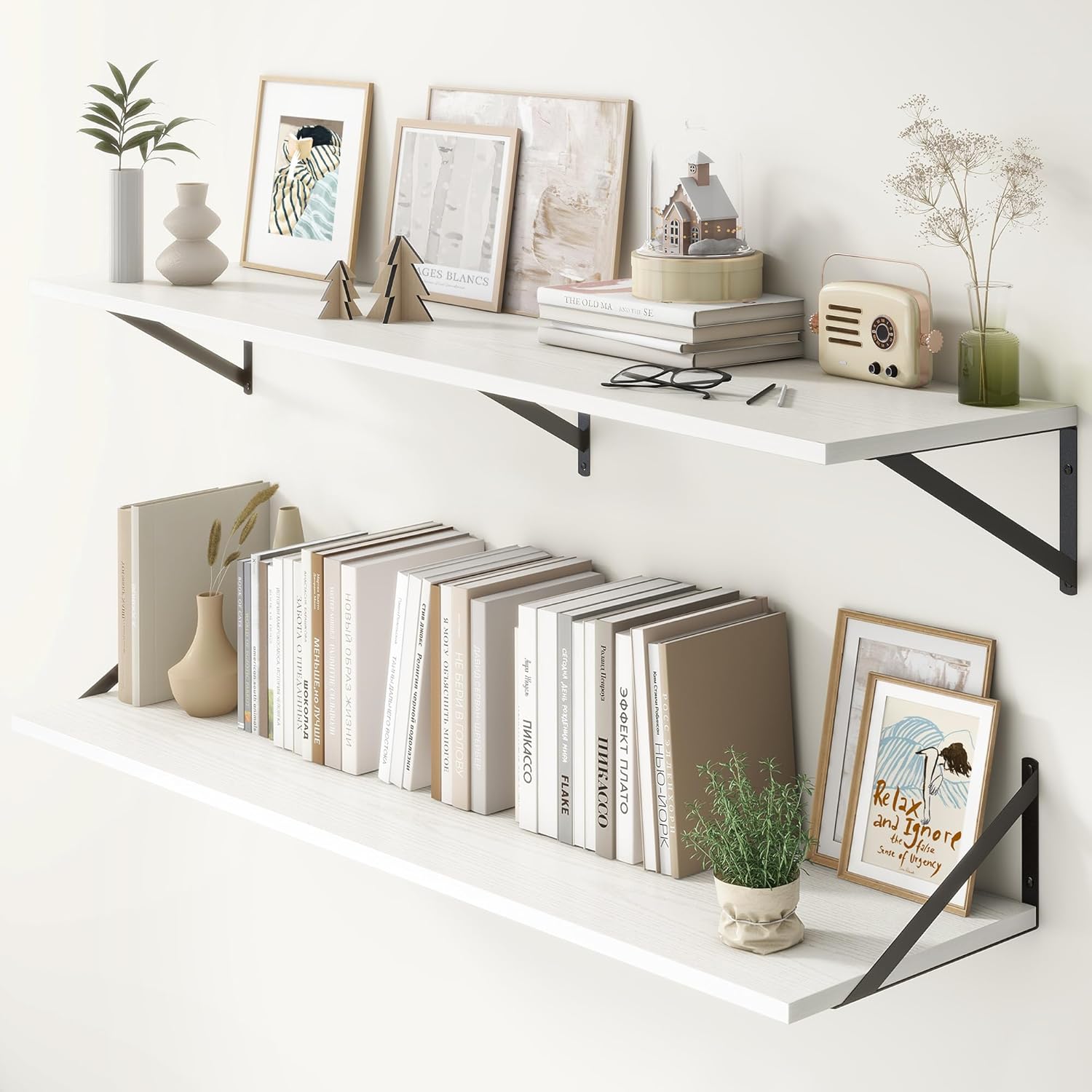 Deep Floating Shelves for Wall - Rustic Wood Display & Storage