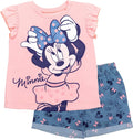 Disney Minnie Mouse Rainbow Floral T-Shirt and Chambray Shorts Set