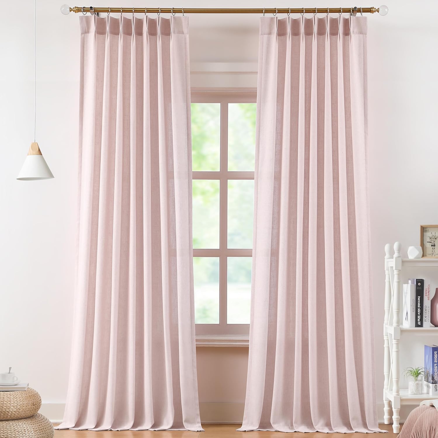 Soft Pink Pinch Pleated Semi Sheer Curtains for Elegant Spaces