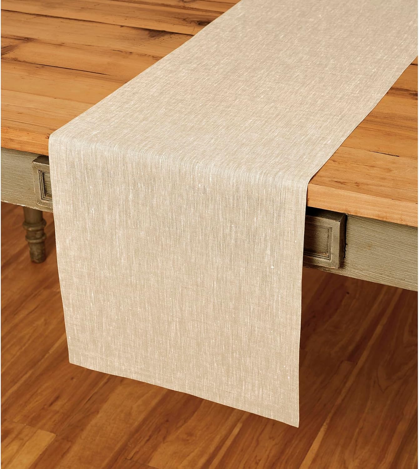 Elegant 100% Pure Linen Champagne Beige Table Runner for All Occasions
