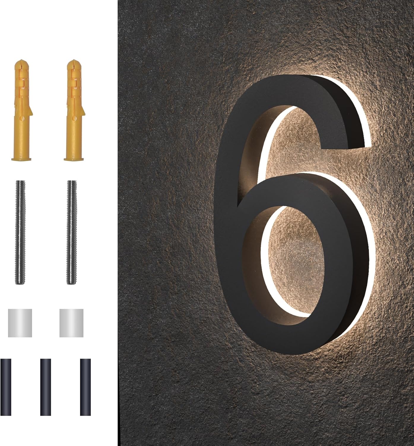 7 Inch Backlit LED House Numbers for Modern Home Address Display